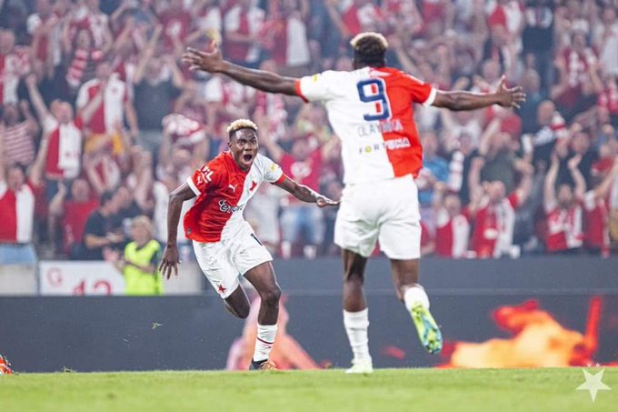 Peter Olayinka scores in Slavia Prague's 5-1 demolition of FK Teplice -  MAKING OF CHAMPIONS